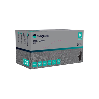 Disposable Nitrile Gloves XL - Bodyguards GL896 Black Nitrile Powder Free Disposable Glove - Large - Size 9