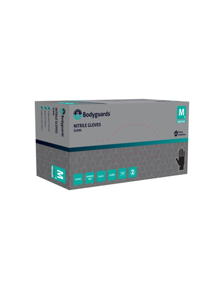 Disposable Nitrile Gloves XL - Bodyguards GL896 Black Nitrile Powder Free Disposable Glove - Large - Size 9